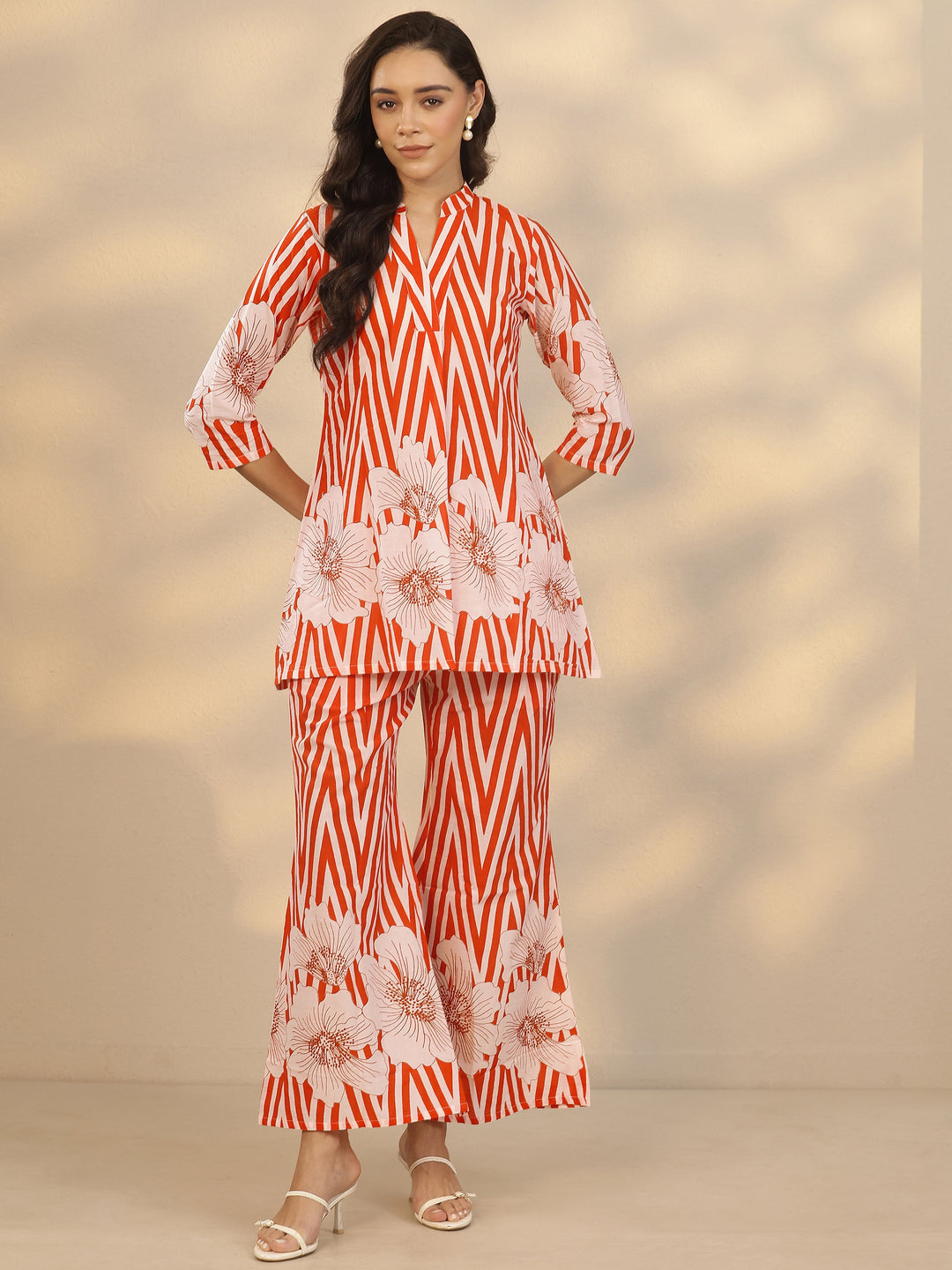 Orange Printed Cotton Co-Ord Sets