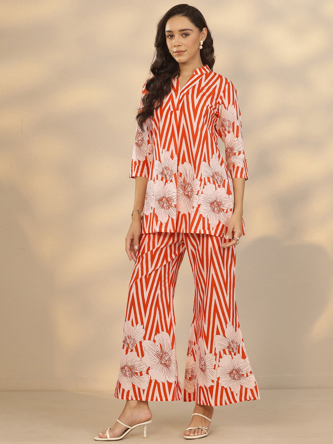 Orange Printed Cotton Co-Ord Sets