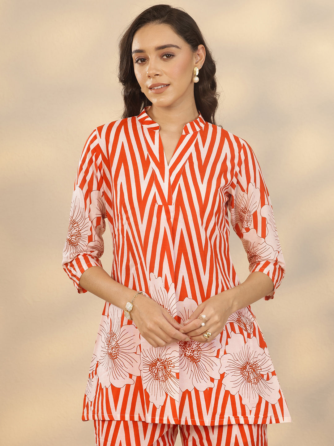 Orange Printed Cotton Co-Ord Sets