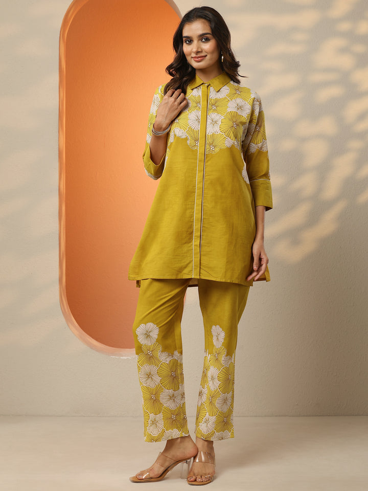 Mustard Printed Cotton Co-Ord Sets