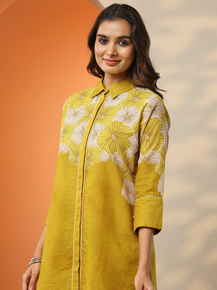 Mustard Printed Cotton Co-Ord Sets