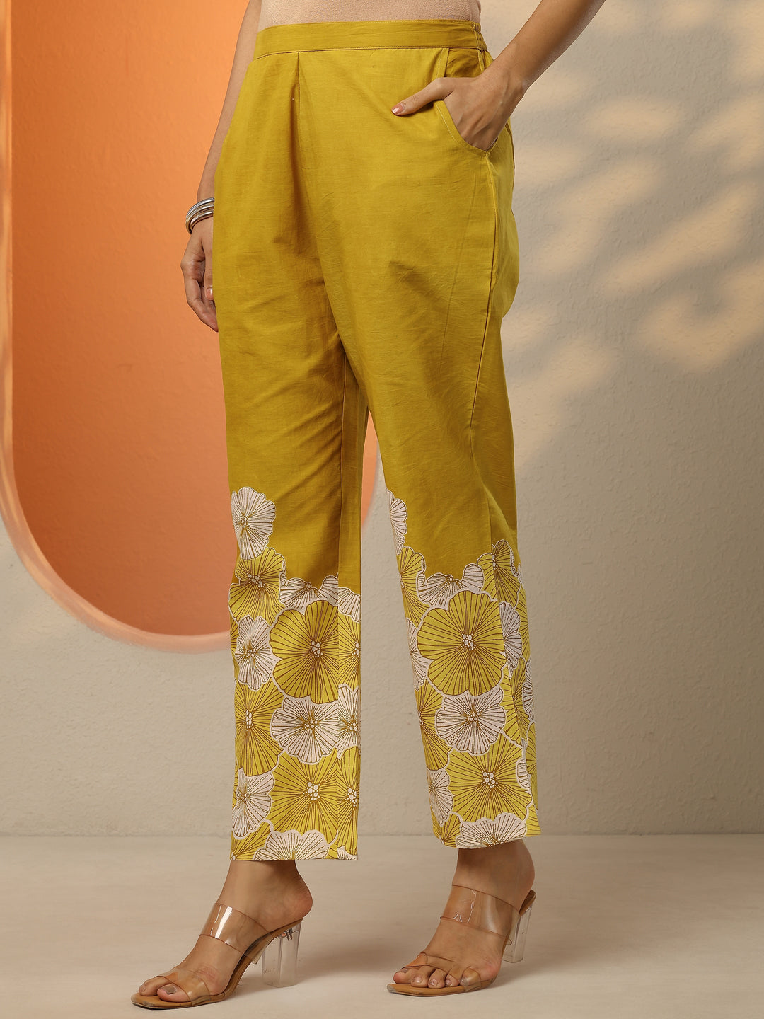 Mustard Printed Cotton Co-Ord Sets