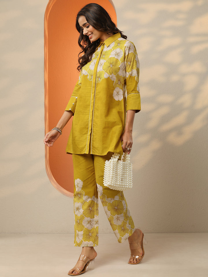 Mustard Printed Cotton Co-Ord Sets