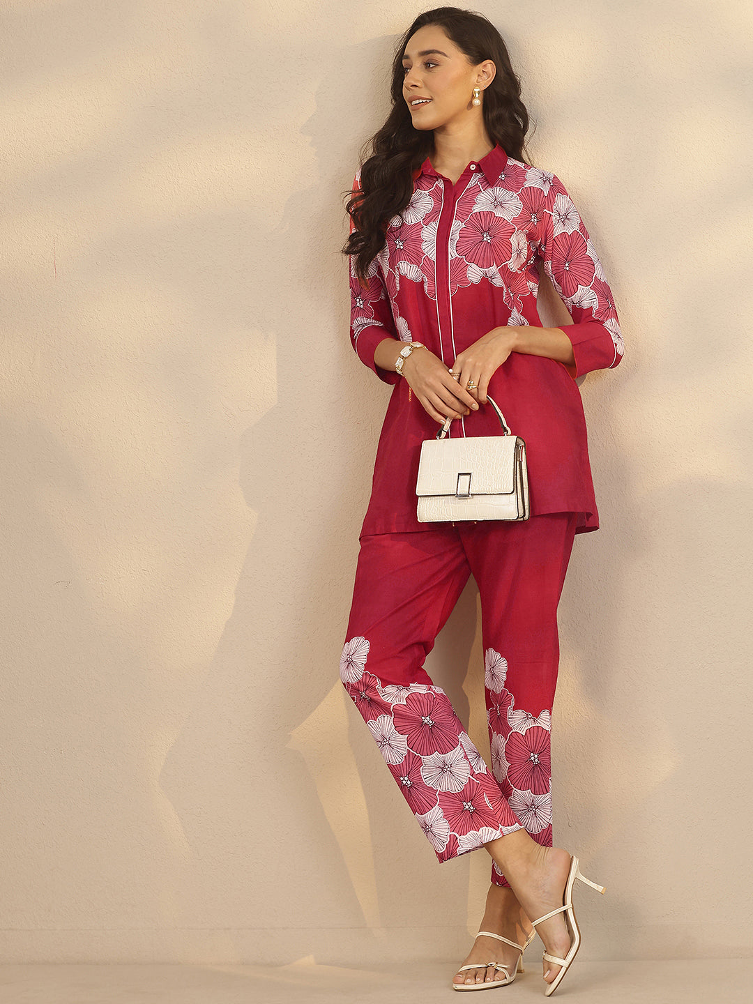 Red Printed Cotton Co-Ord Sets