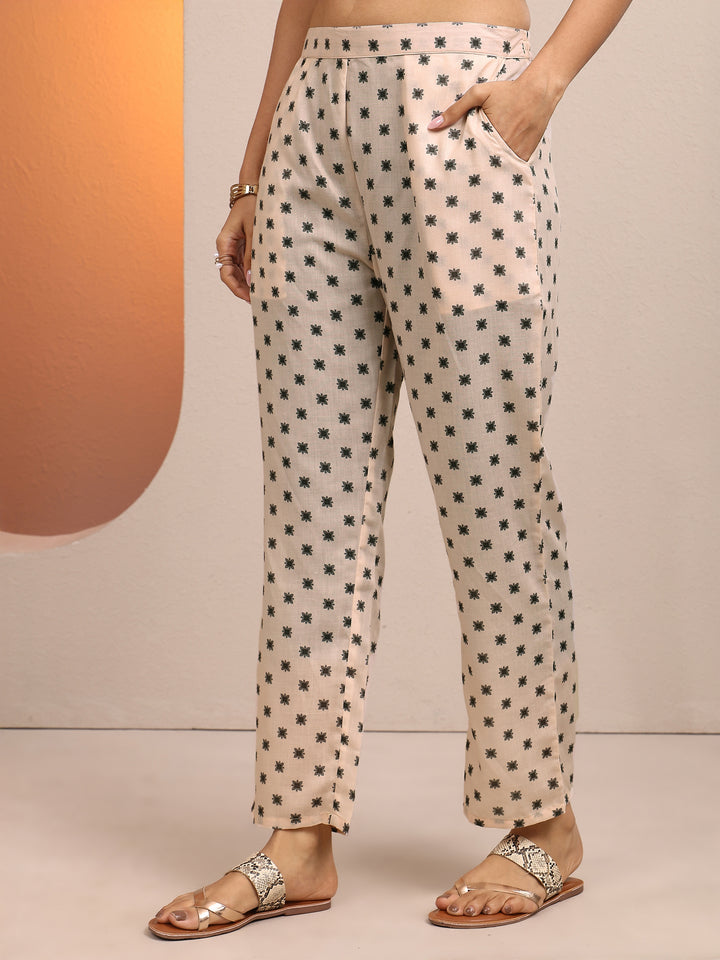 Black Printed Cotton Blend Straight Suit Set With Dupatta