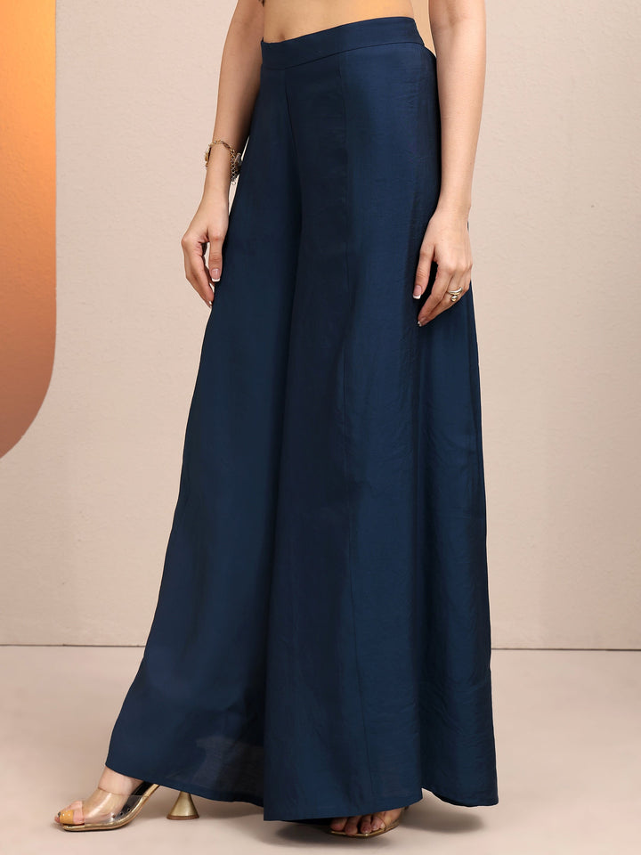 Blue Paisley Printed Silk blend Straight Suit Set With Dupatta