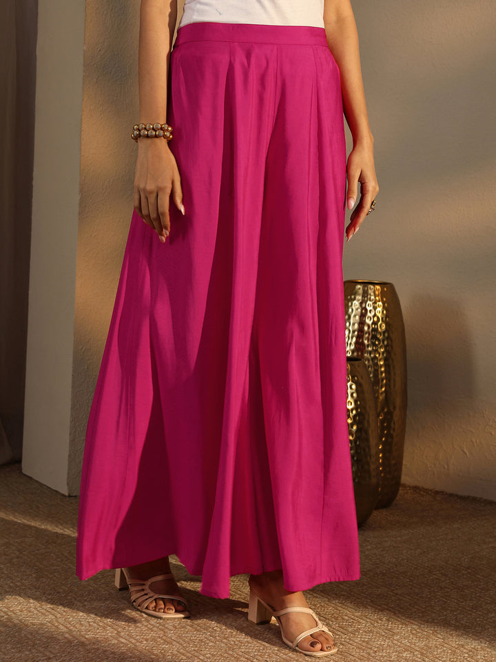 Pink Embroidered Silk Blend Straight Suit Set With Dupatta