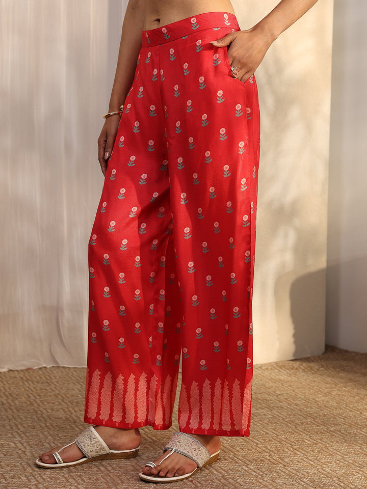 Rust Printed Muslin Straight Suit Set With Dupatta