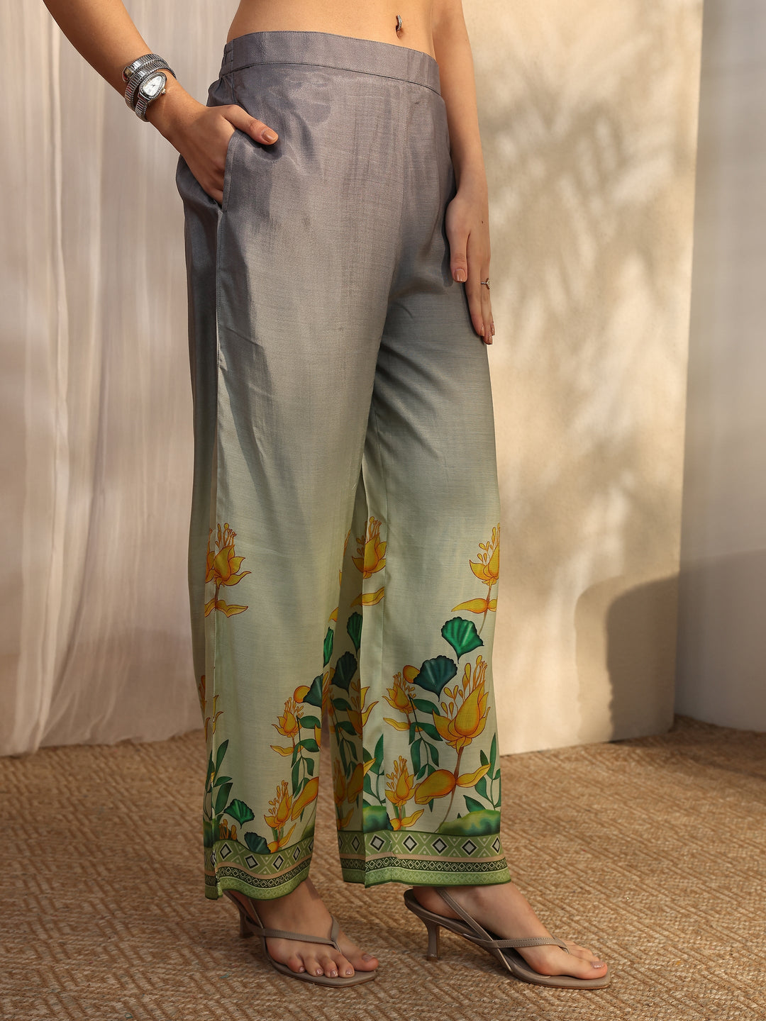 Green Printed Muslin Straight Suit Set With Dupatta