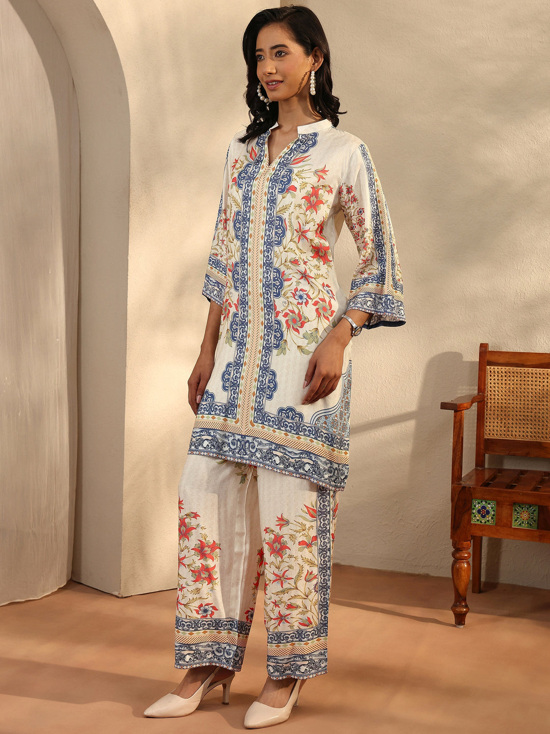 Multi Printed Muslin Straight Suit Set With Dupatta