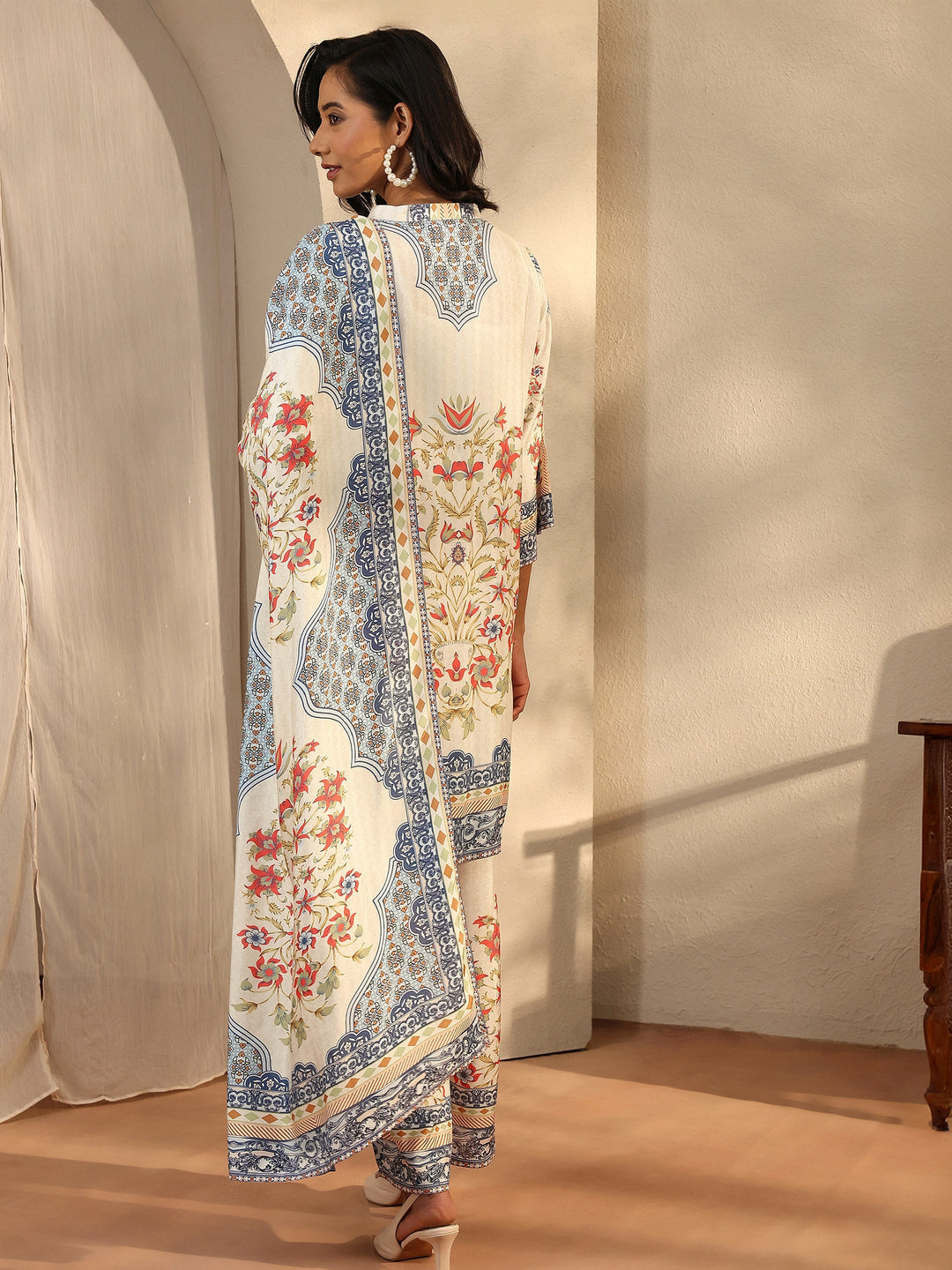 Multi Printed Muslin Straight Suit Set With Dupatta