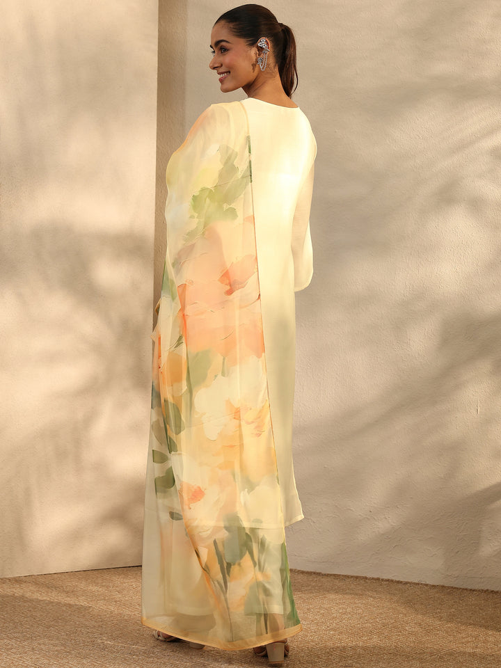 Off White Embroidered Chanderi Cotton Straight Suit Set With Dupatta