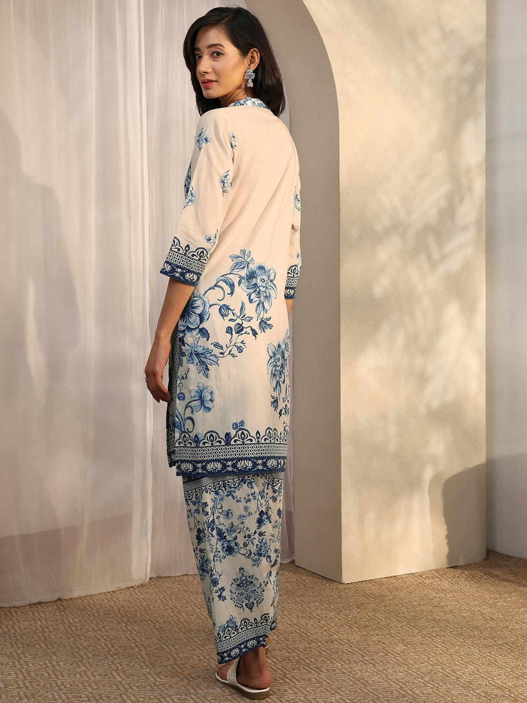 Off White Printed Cotton Co-Ord Sets