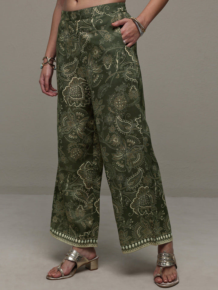 Green Floral Printed Cotton Blend Co-Ord Set