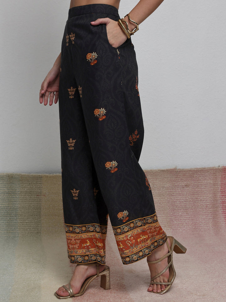 Black Ethnic Printed Cotton Blend Co-Ord Set