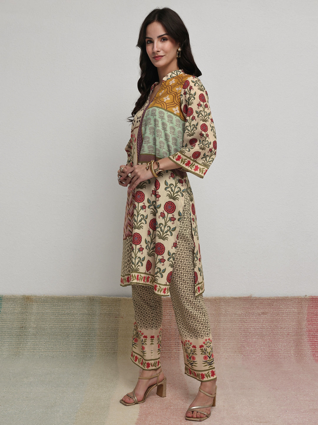 Libas Multi Ethnic Printed Cotton Blend Co-Ord Set
