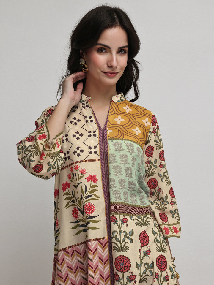Libas Multi Ethnic Printed Cotton Blend Co-Ord Set
