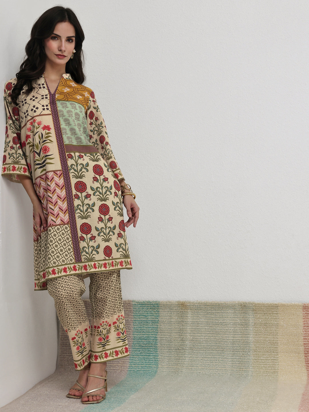 Libas Multi Ethnic Printed Cotton Blend Co-Ord Set