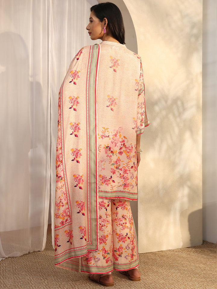Multi Printed Muslin Straight Suit Set With Dupatta