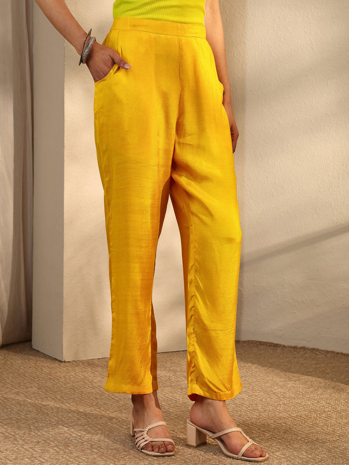 Yellow Printed Silk Blend Straight Suit Set With Dupatta