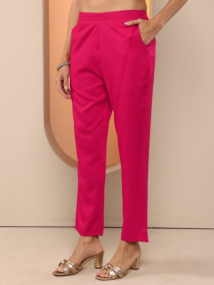 Rust Embroidered Silk Blend Straight Suit Set With Dupatta