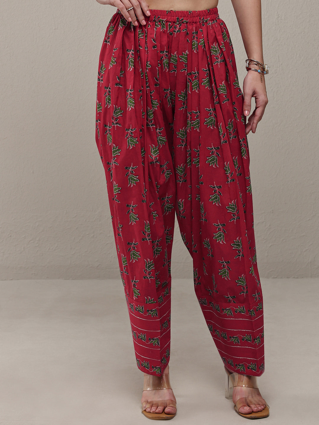 Pink Floral Printed Cotton Straight Kurta Set