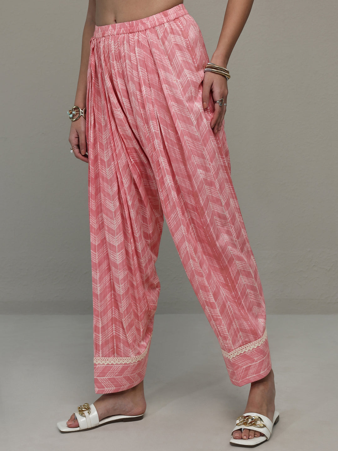 Libas Pink Floral Printed Cotton Straight Kurta Set