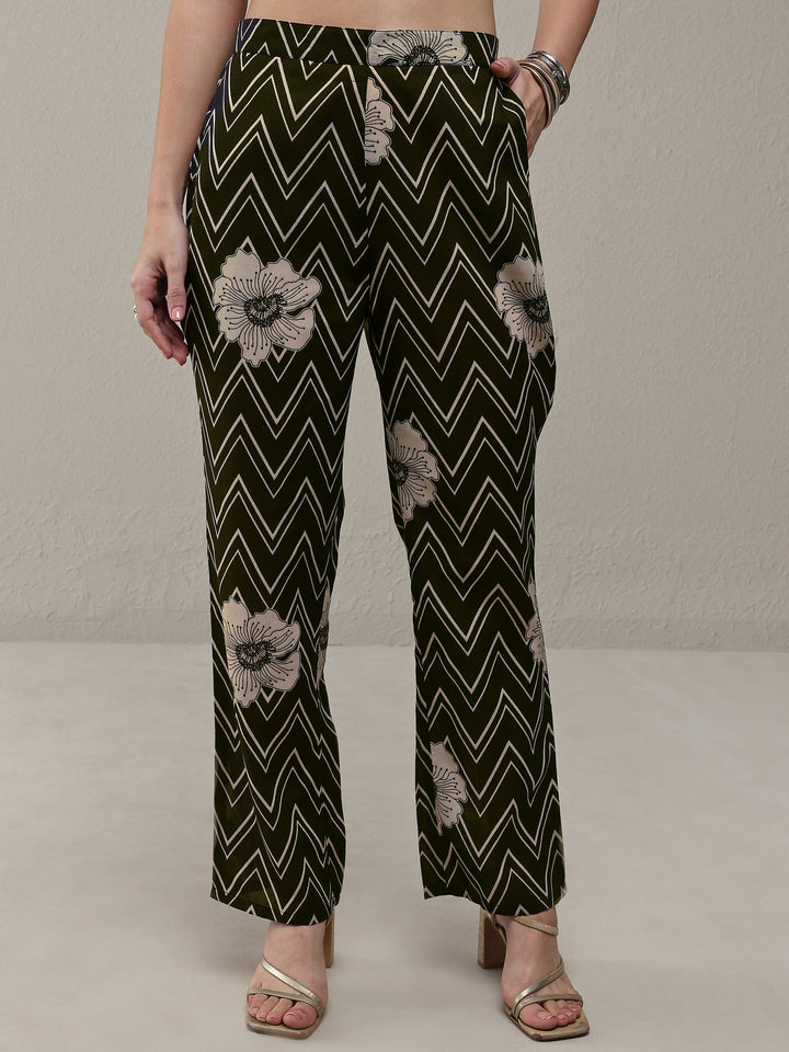 Libas Black Chevron Printed Cotton Blend Straight Kurta Set