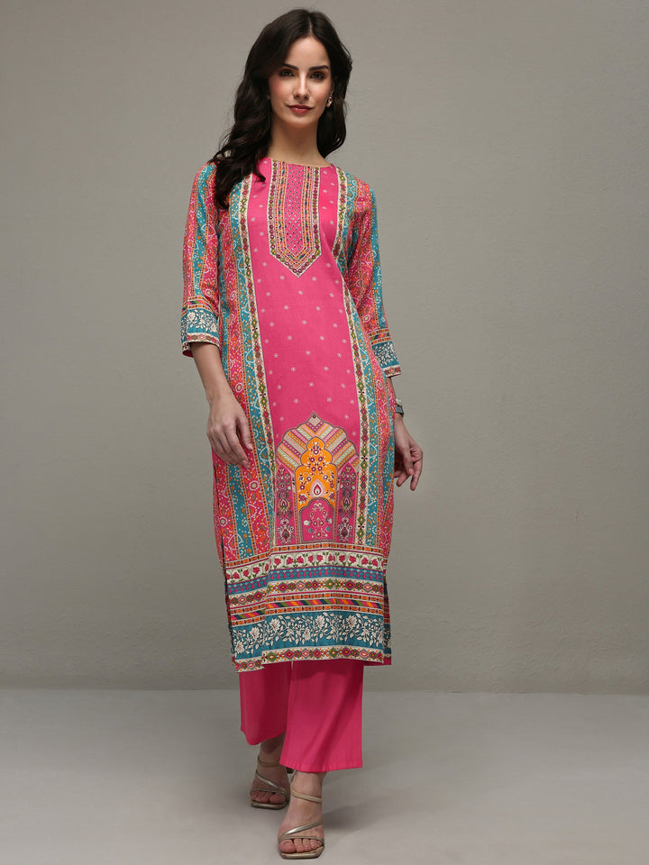Libas Multi Bandhani  Printed Cotton Straight Kurta Set