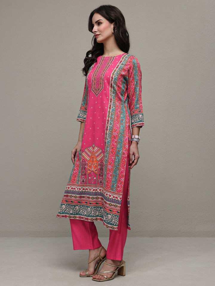 Libas Multi Bandhani  Printed Cotton Straight Kurta Set
