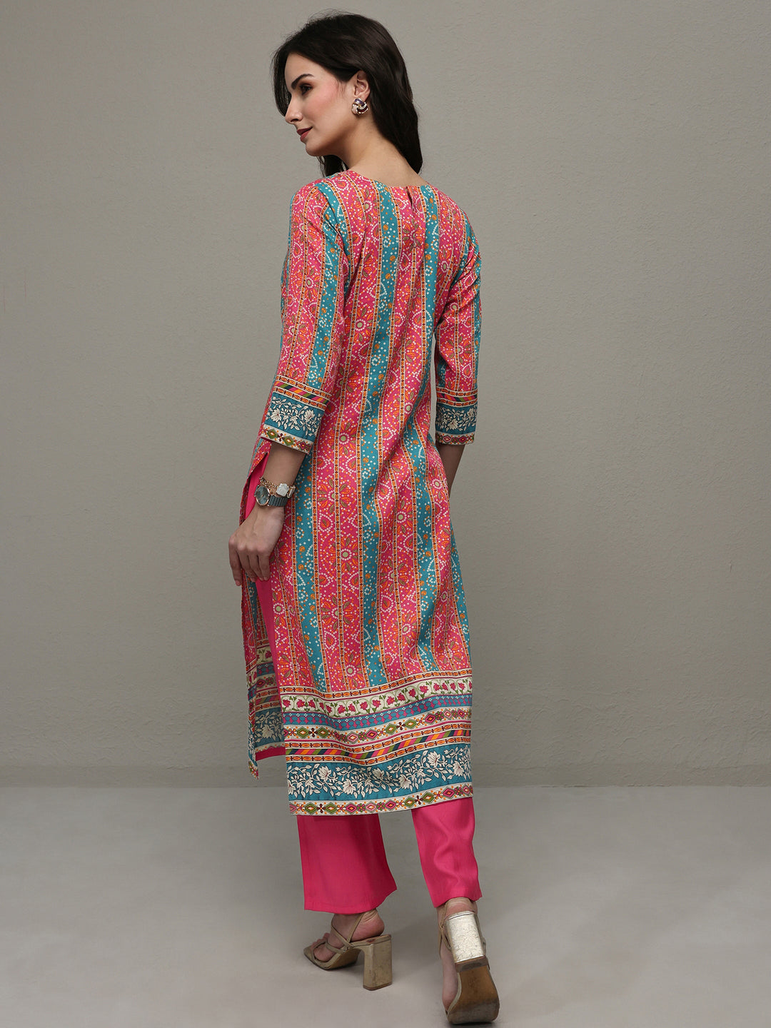 Libas Multi Bandhani  Printed Cotton Straight Kurta Set