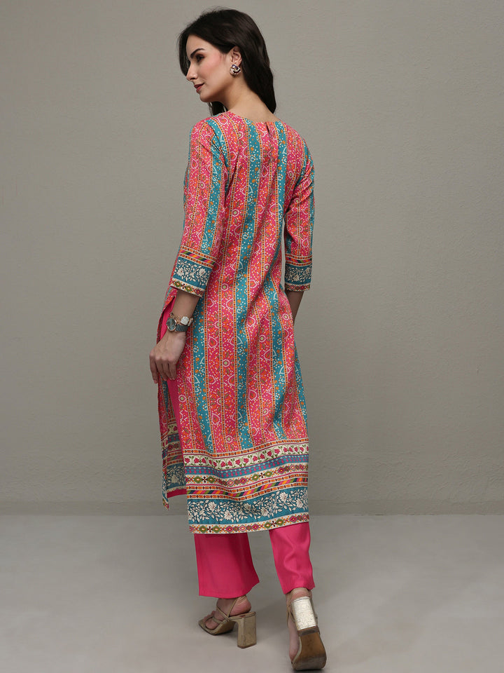 Libas Multi Bandhani  Printed Cotton Straight Kurta Set