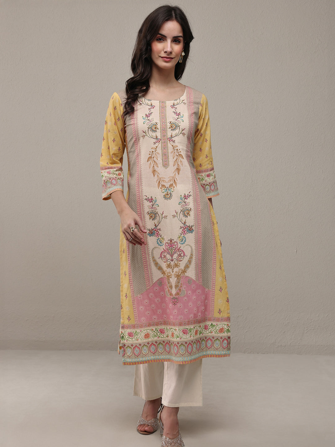Libas Multi Floral Printed Cotton Straight Kurta Set