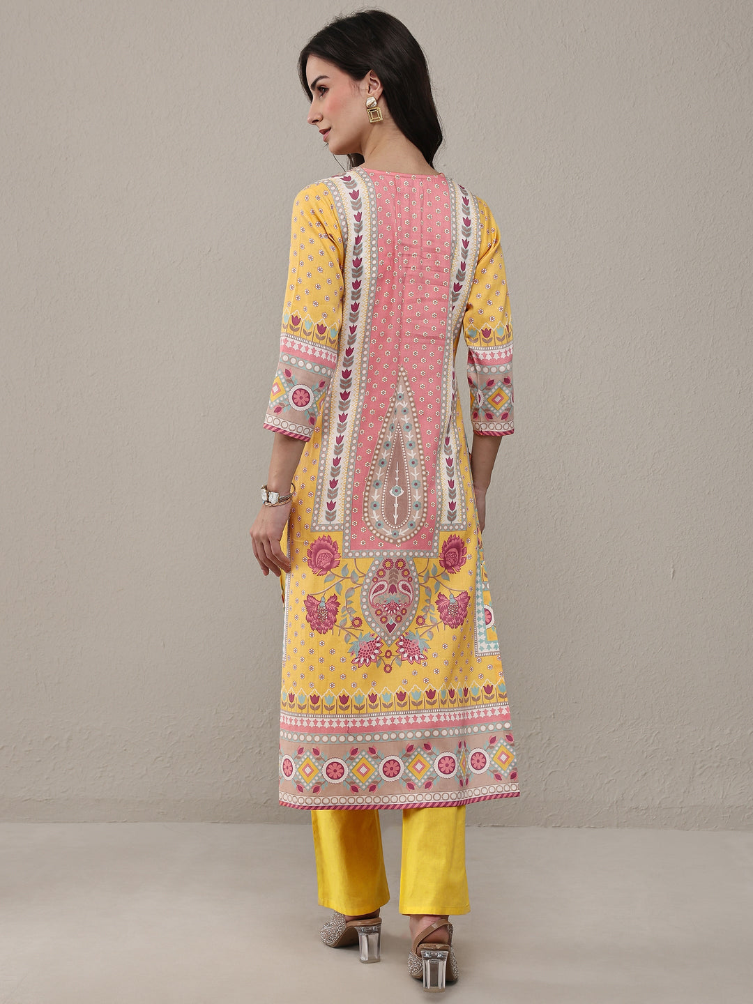 Multi Floral Printed Cotton Straight Kurta Set