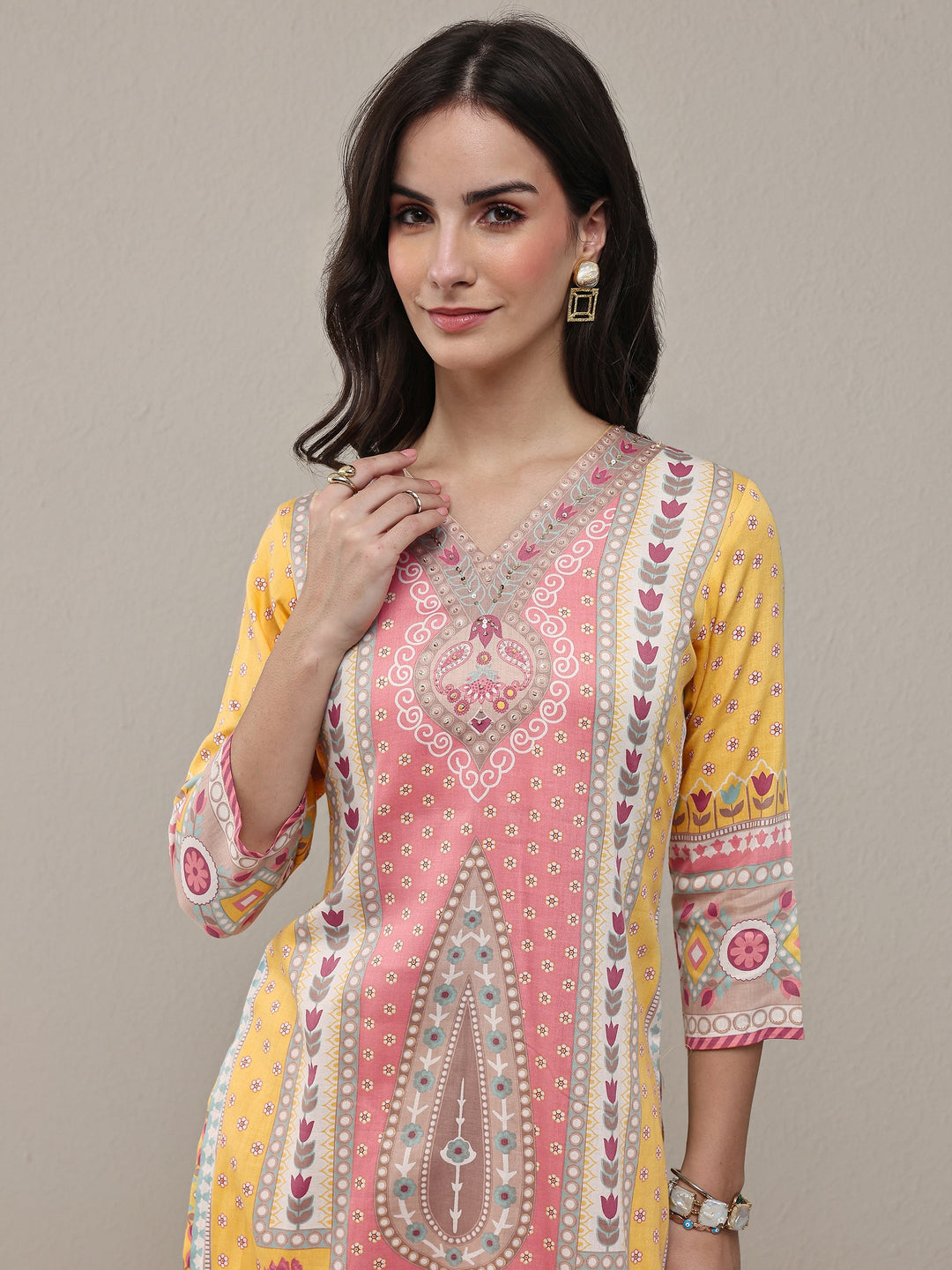 Multi Floral Printed Cotton Straight Kurta Set