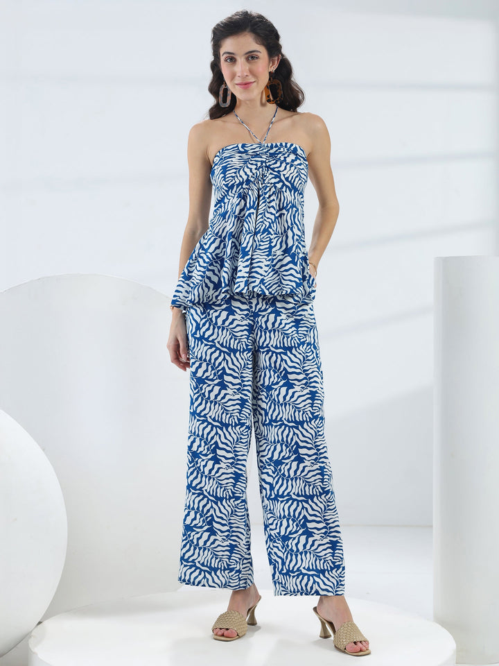 Blue Printed Rayon Co-Ord Set