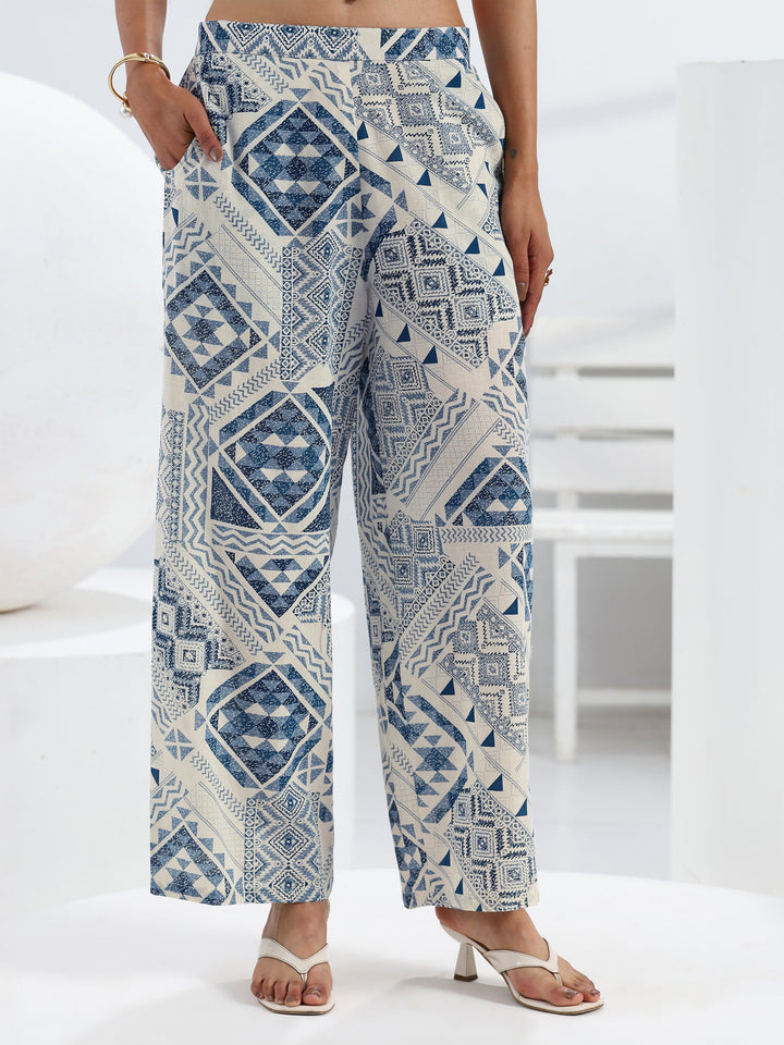 Blue Abstract Printed Cotton Co-Ord Set