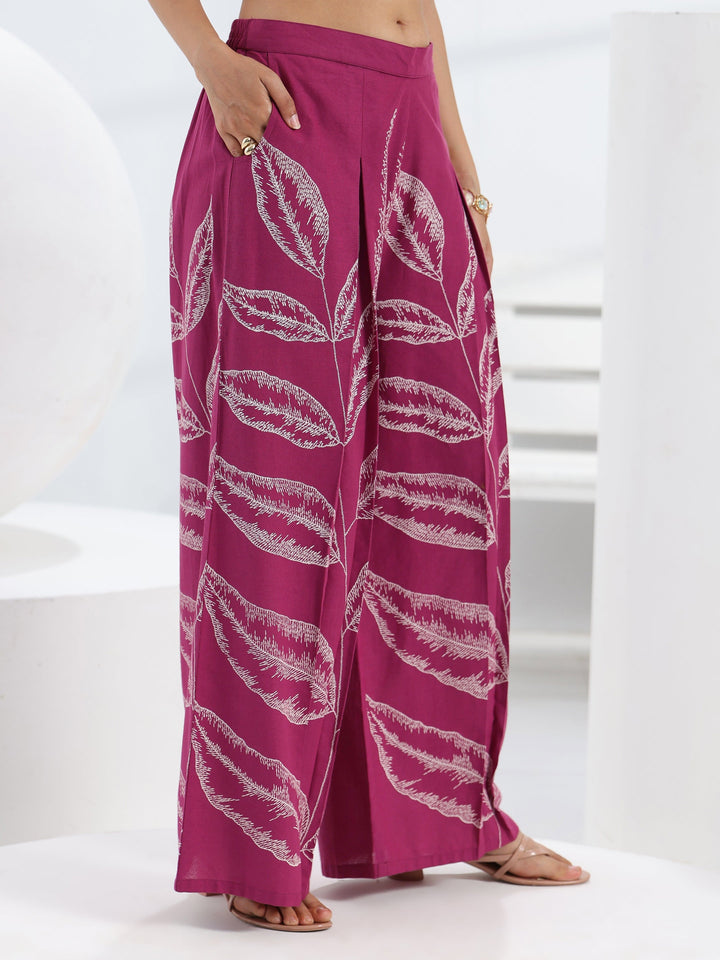 Pink Tropical Printed Cotton Co-Ord Set