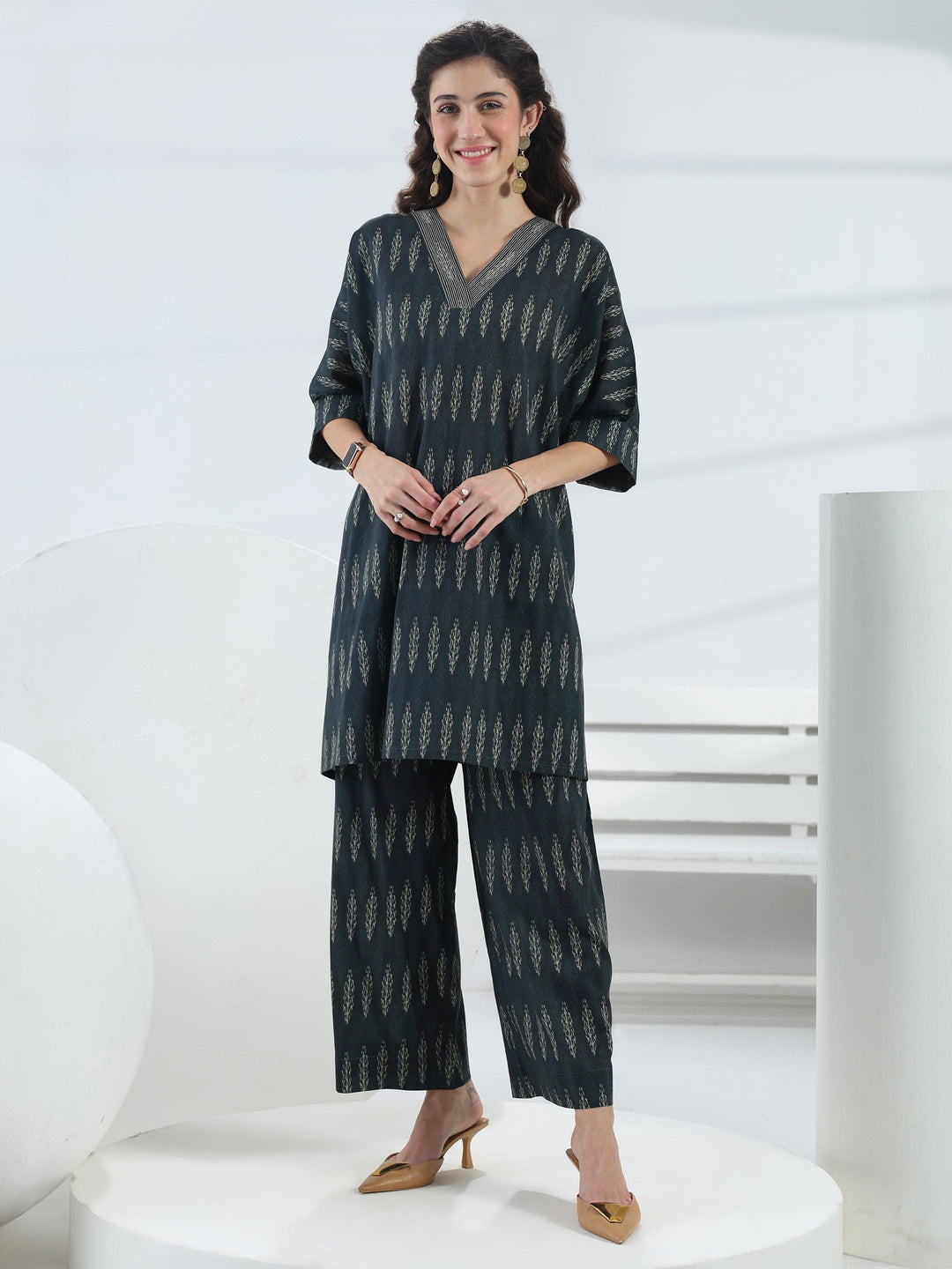 Black Printed Cotton Co-Ord Set