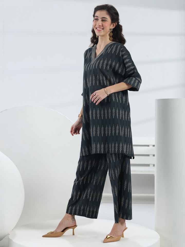 Black Printed Cotton Co-Ord Set