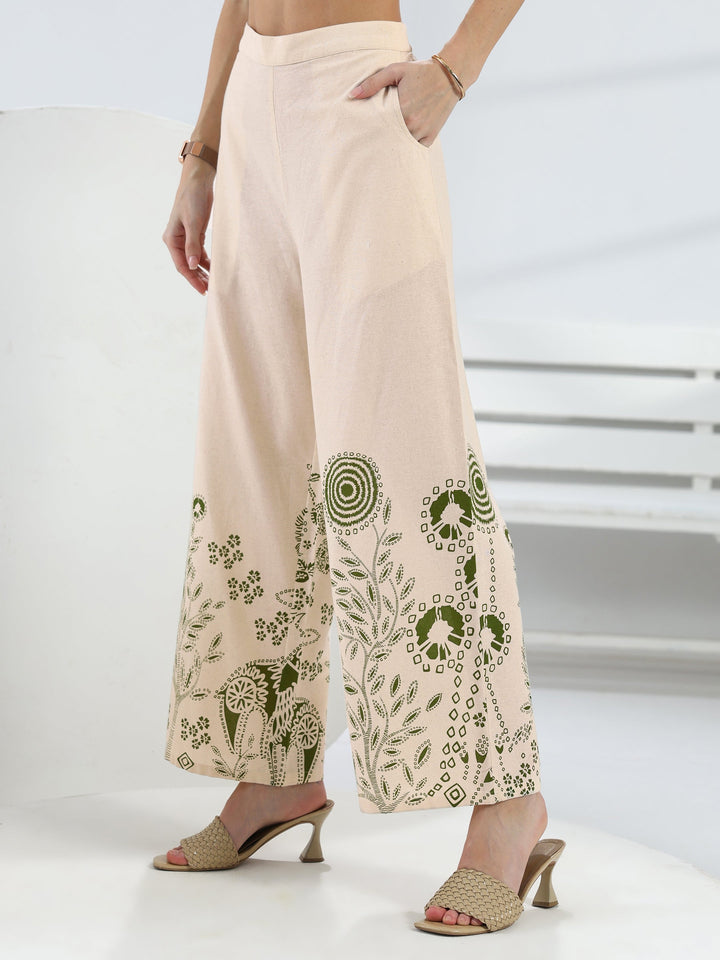 Off White Floral Printed Cotton Co-Ord Set