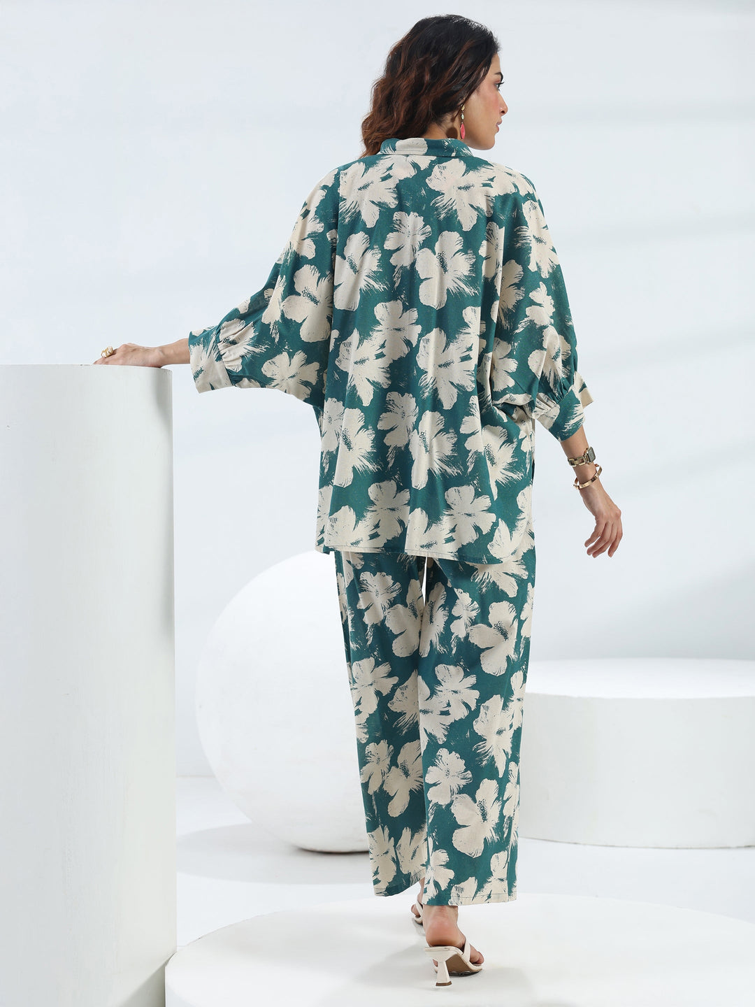 Blue Floral Printed Cotton Co-Ord Set