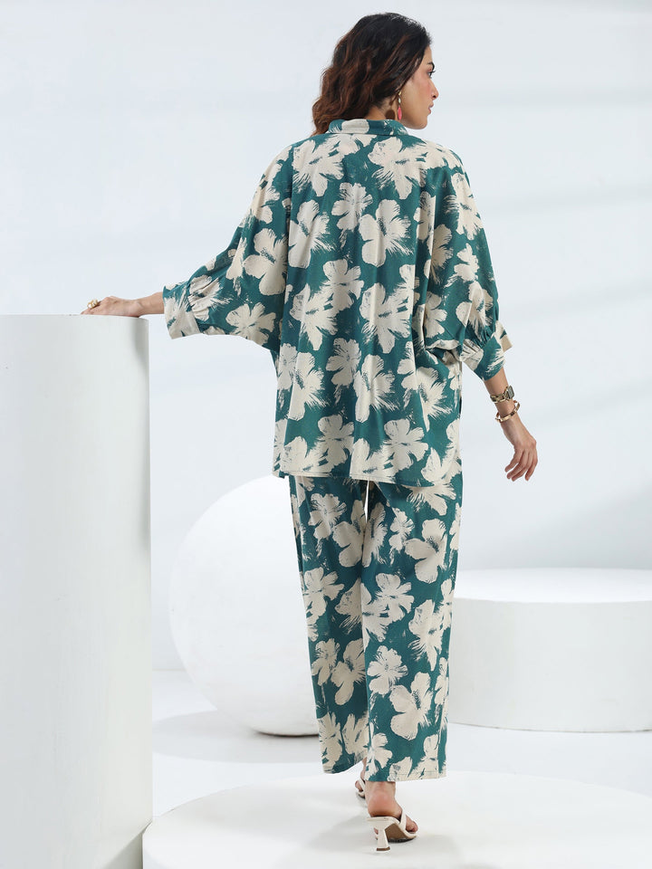 Blue Floral Printed Cotton Co-Ord Set