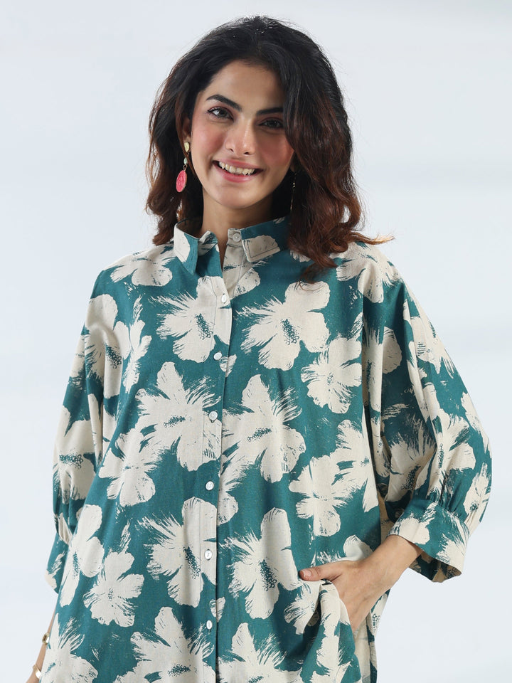 Blue Floral Printed Cotton Co-Ord Set