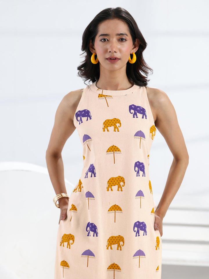 Ivory Quirky Printed Cotton Straight Kurta Set