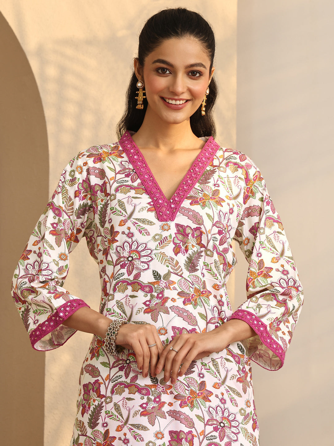 Multi Printed Rayon Straight Kurta