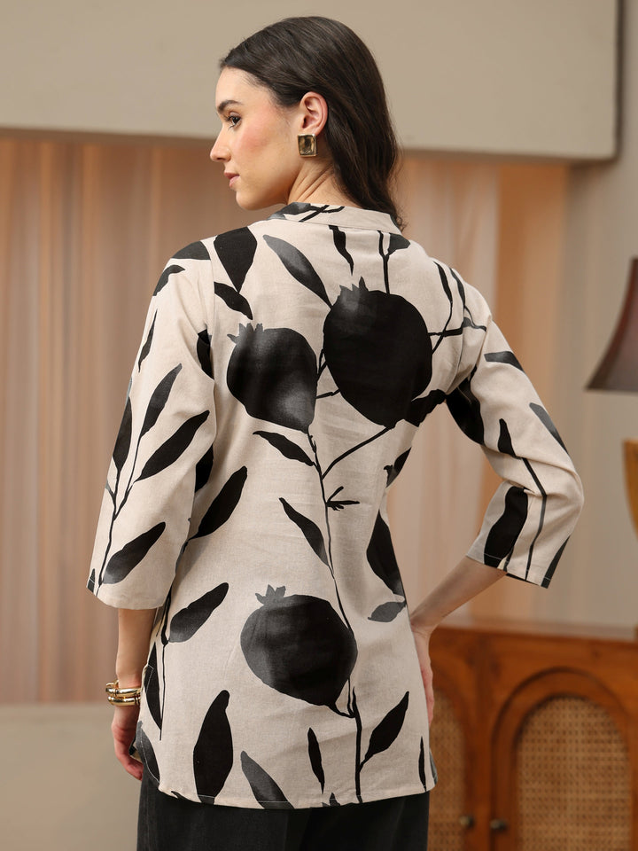 Off White Printed Cotton Shirt