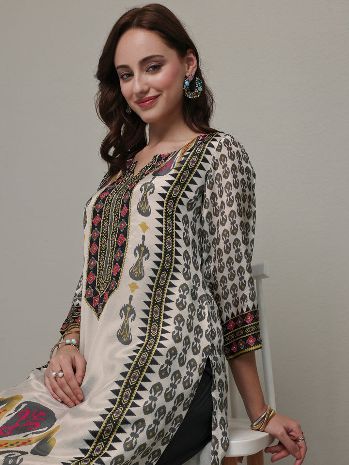 Libas Multi Ethnic Printed Organza Straight Kurta
