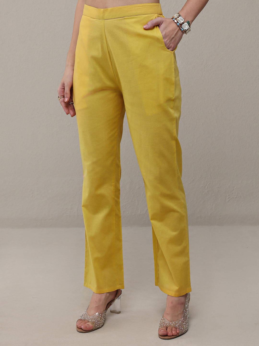 Mustard Chevron Printed Silk Blend Straight Kurta