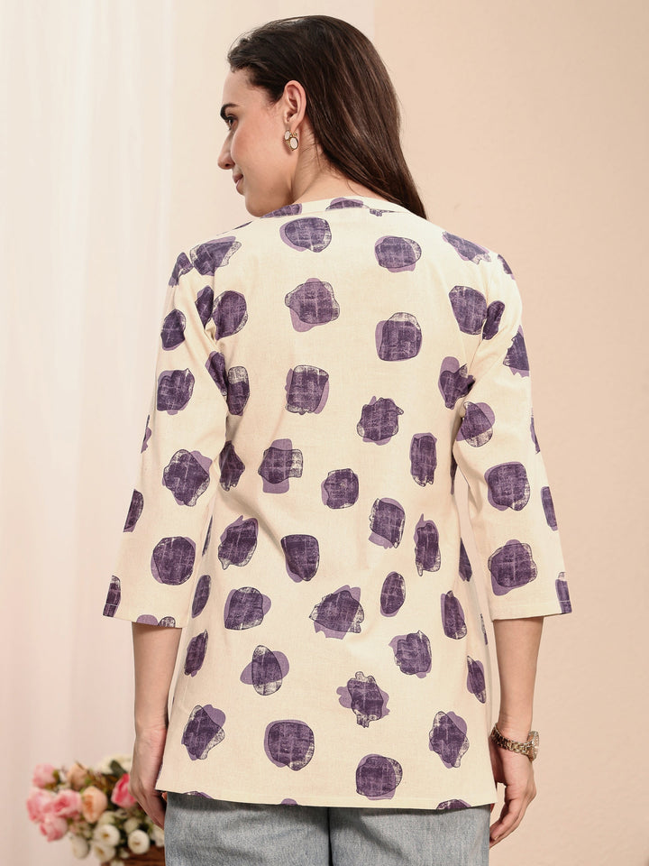 Off White Abstract Printed Cotton Shirt